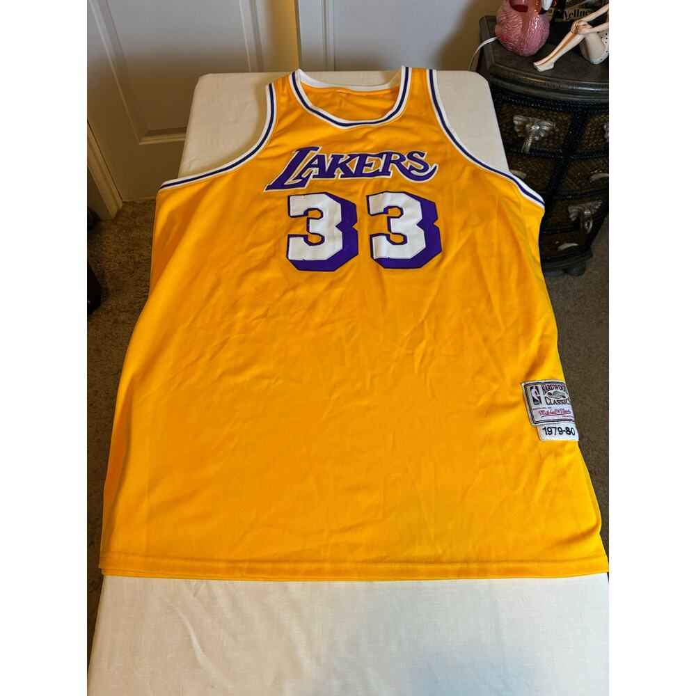 Mitchell & Ness Lakers Kareem Abdul Jabbar 33 Jersey 3XL Yellow Hardwood Classic